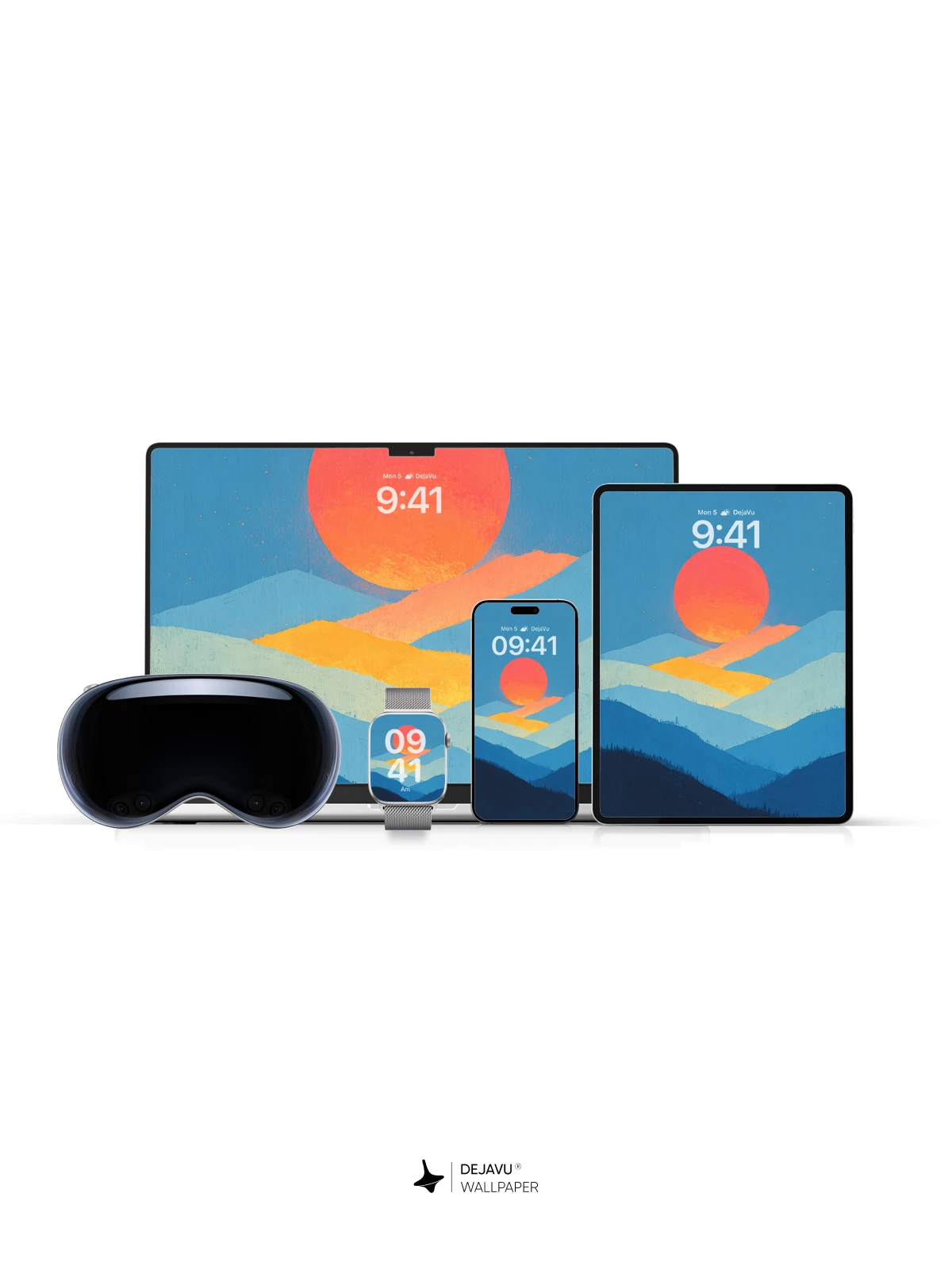 Sunset Mountain Range 8K Wallpaper for iPhone & Android