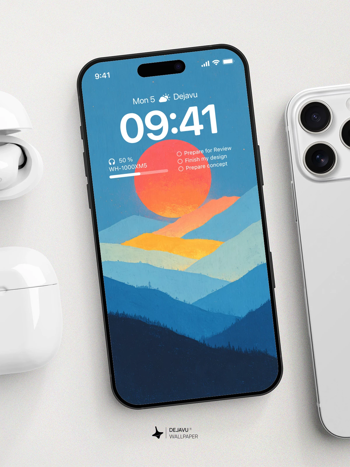 Sunset Mountain Range 8K Wallpaper for iPhone & Android
