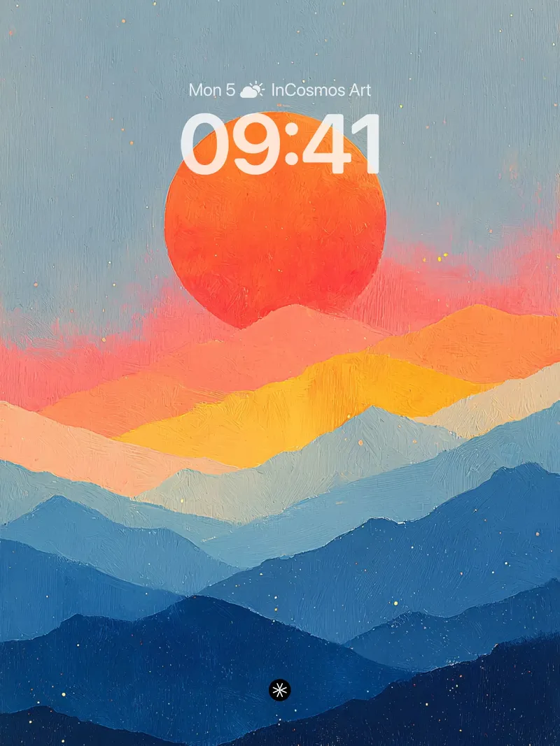 Amber Horizon Gradient Wallpaper with Layered Mountains