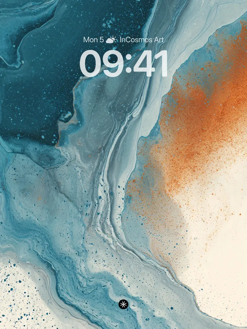 Serene Fluidity Wallpaper with Azure and Amber Currents
