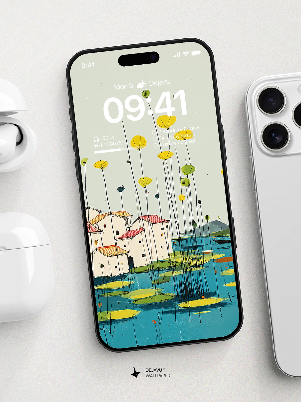 Whimsical Waterfront Village 8K Wallpaper