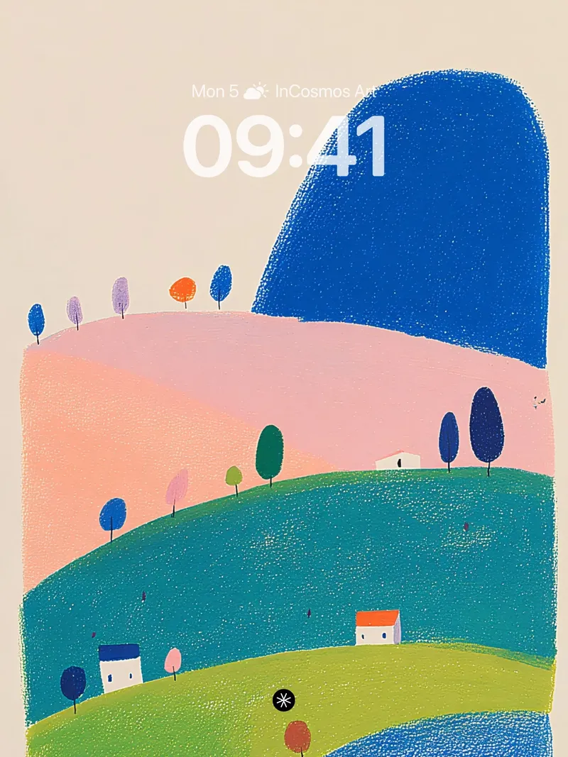 Pastel Hillside Serenity Wallpaper