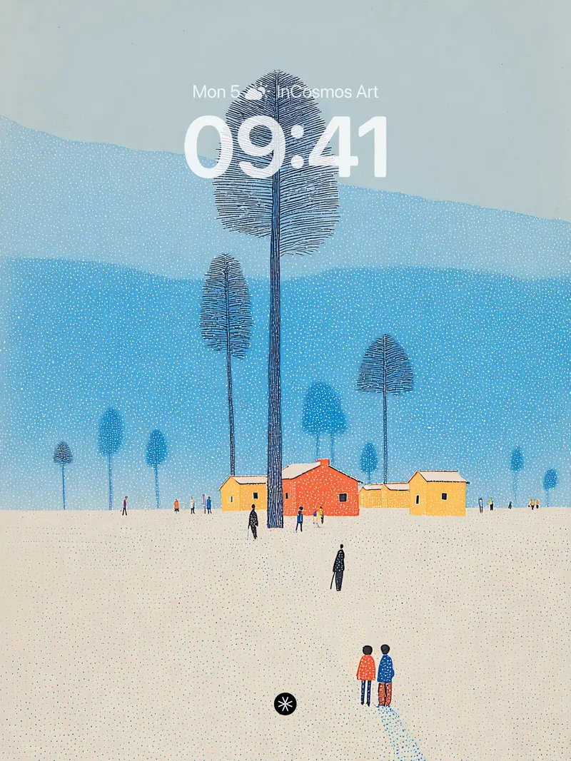 Serene Snowscape Minimalist Winter Wallpaper