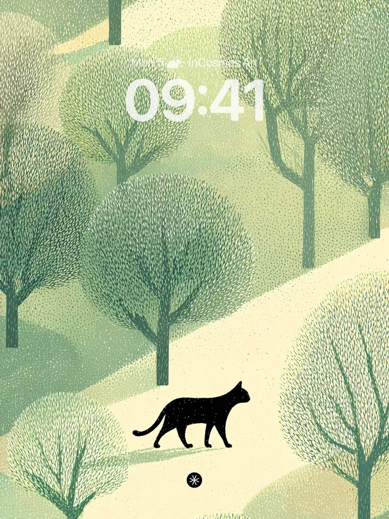 Serene Solitude Cat Wallpaper in Whispering Woods
