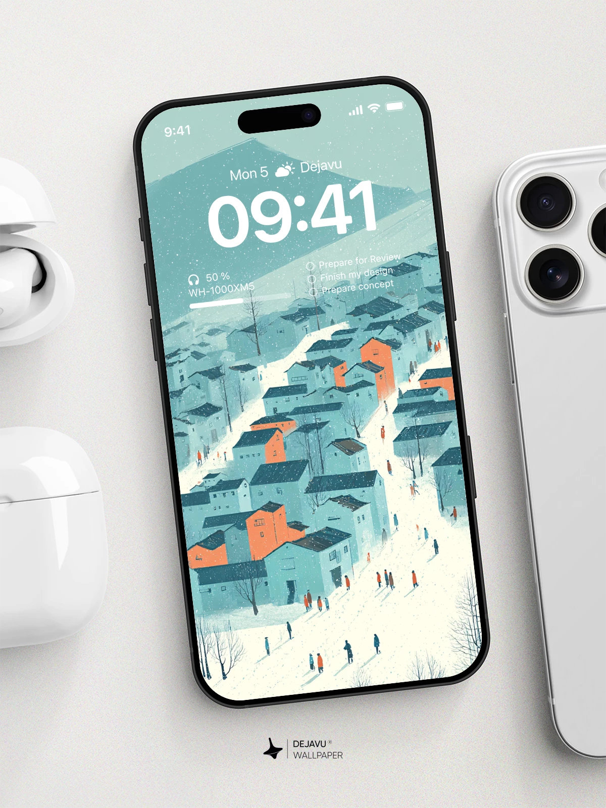 Snowy Village Escape 8K Wallpaper