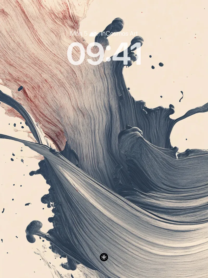 Fluid Tension Abstract Wallpaper in Crimson and Obsidian