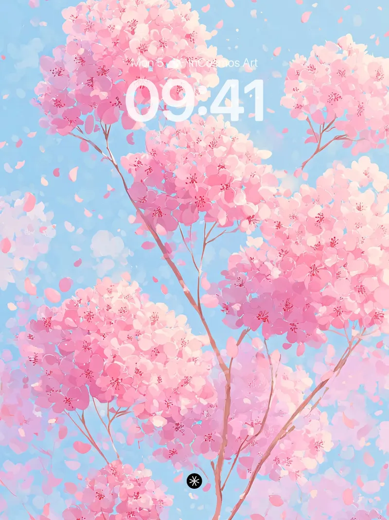 Soft Petal Drift Wallpaper in Pale Sky