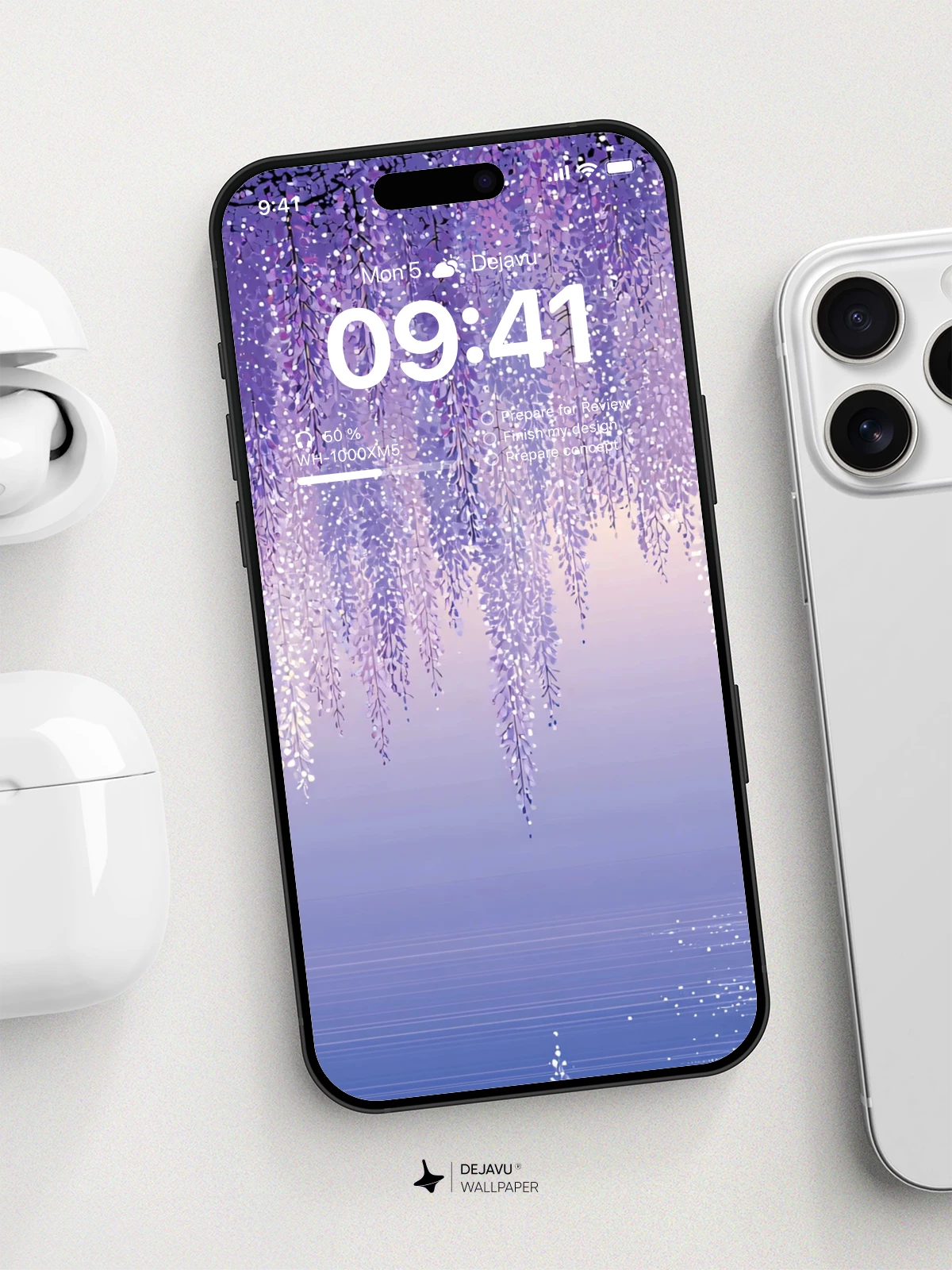 Wisteria Moonlight Wallpaper 8K for iPhone & Android