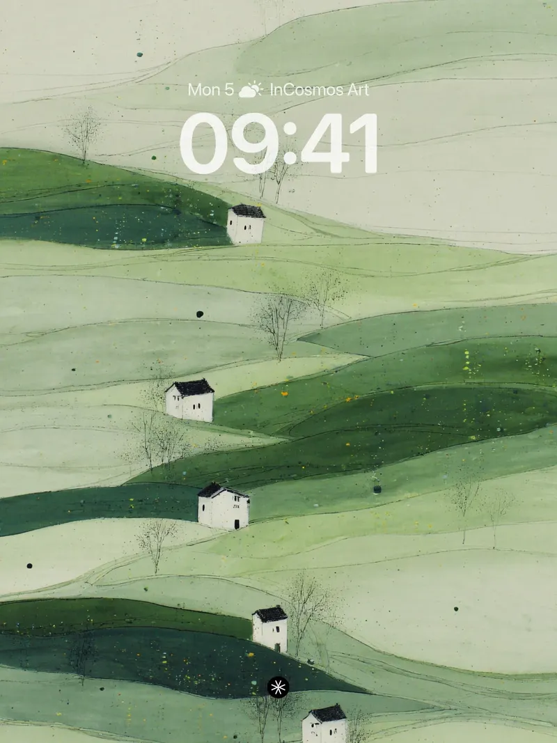 Serene Rolling Hills Wallpaper in Minimalist Green