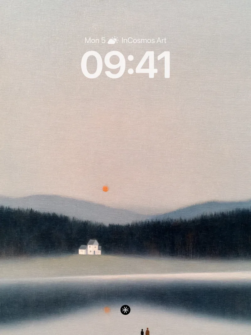 Mist Lake Wallpaper with Silent Horizon