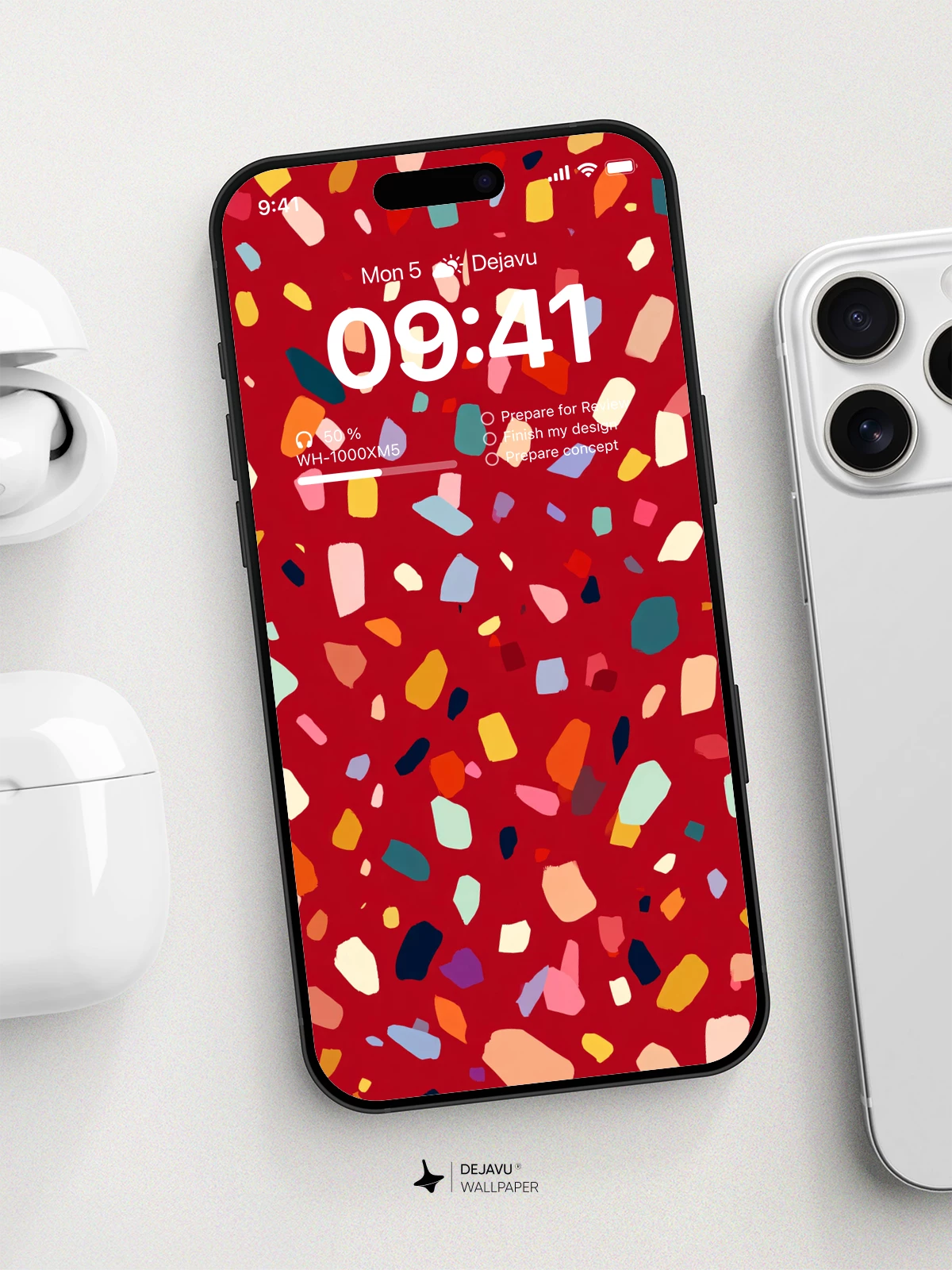 Terrazzo Confetti Red Wallpaper 8K