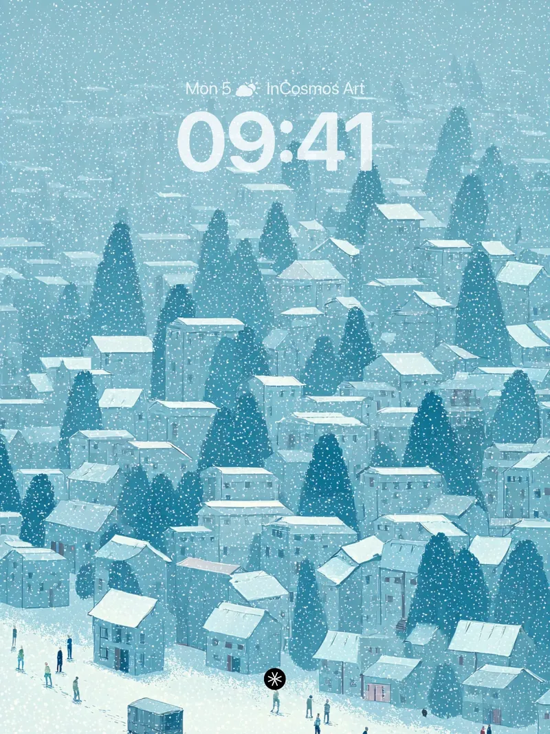 Snowy Village Winter Wallpaper