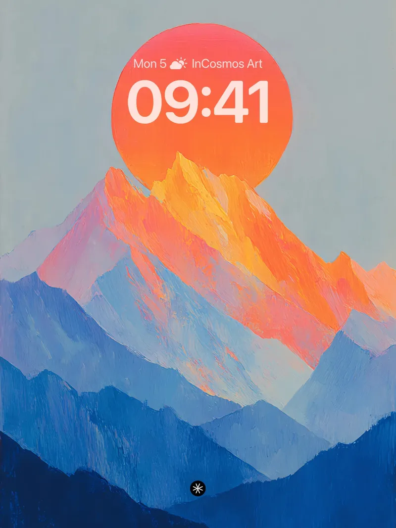 Amber Horizon Mountain Wallpaper with Layered Silence