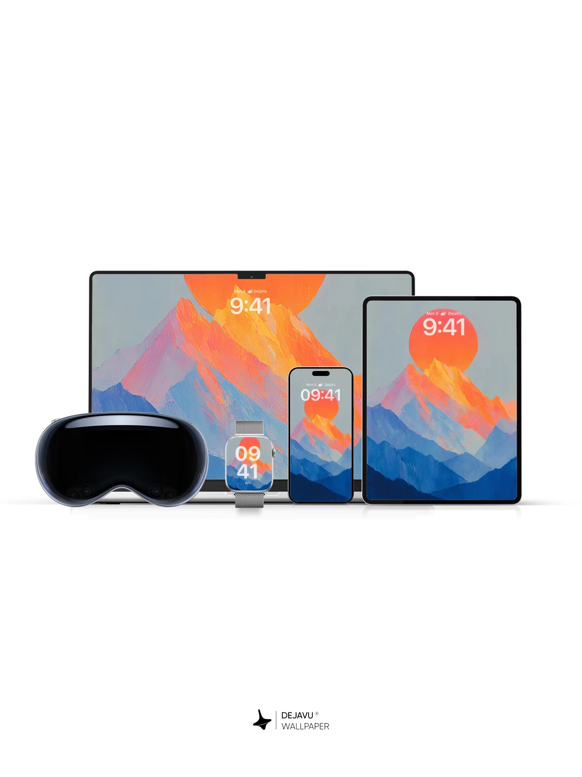 Sunset Over Abstract Mountains 8K Wallpaper for iPhone