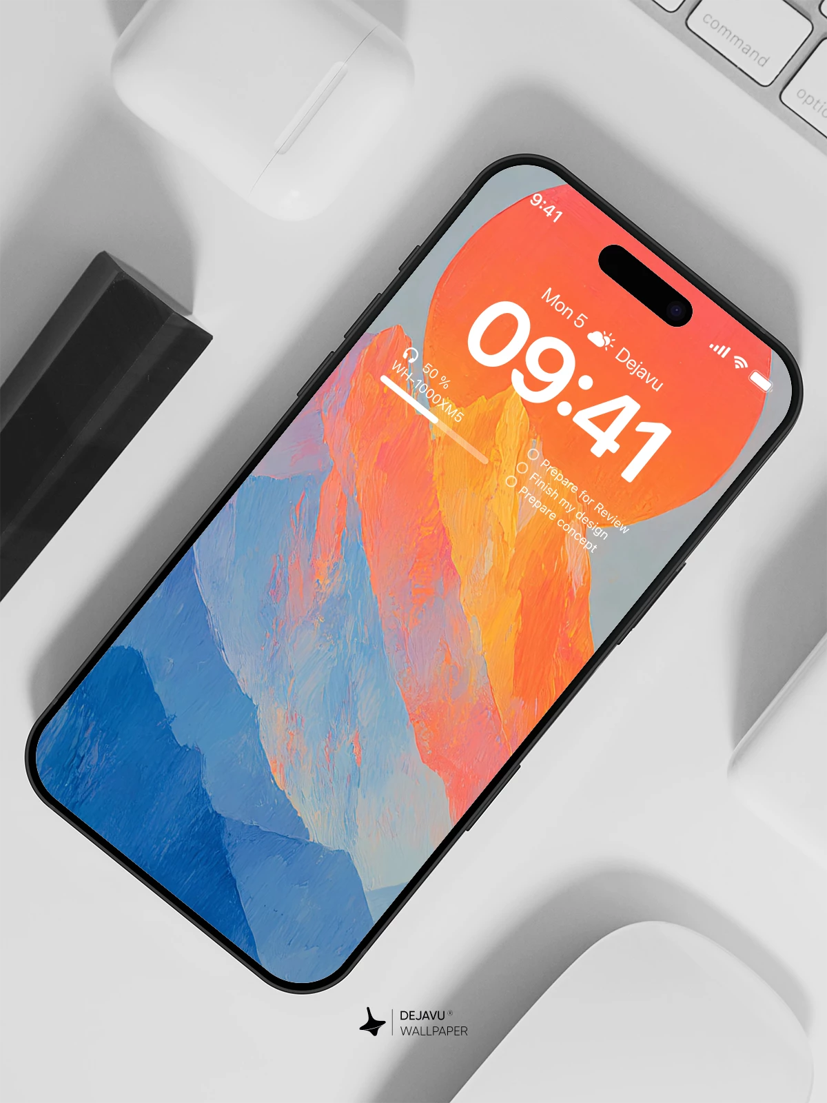 Sunset Over Abstract Mountains 8K Wallpaper for iPhone