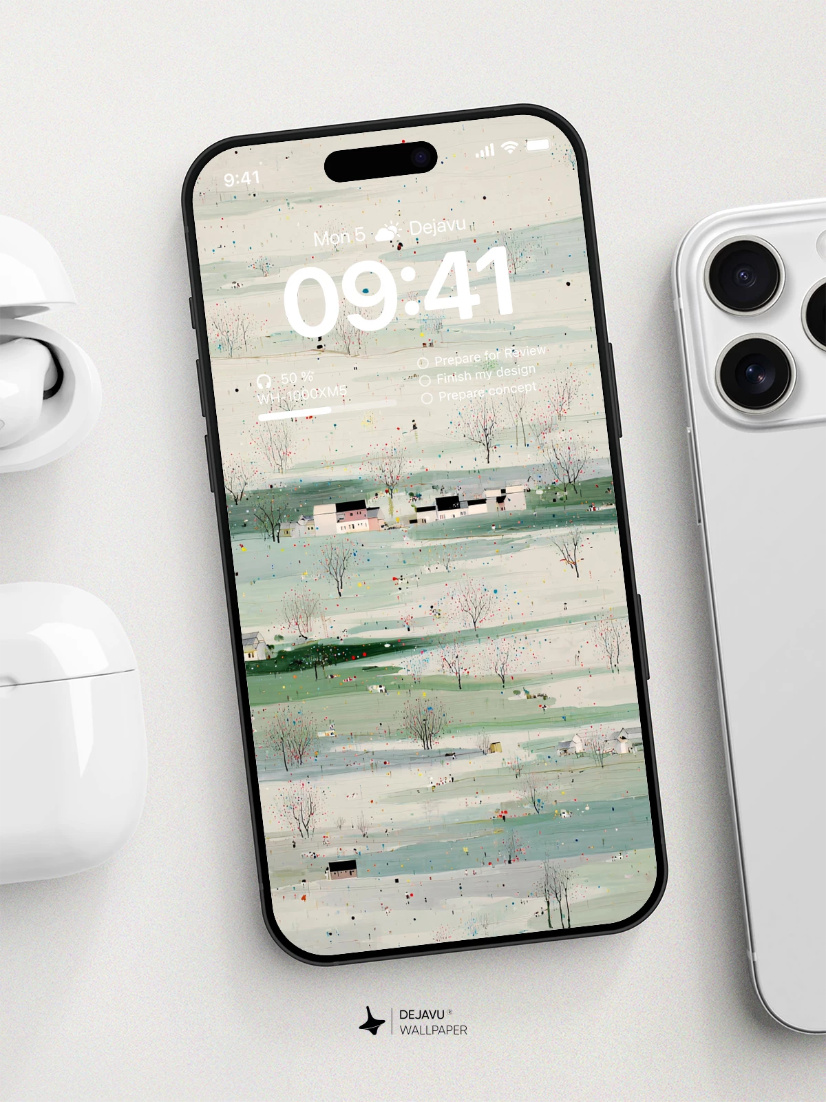 Wu Guanzhong Style Landscape Wallpaper 8K