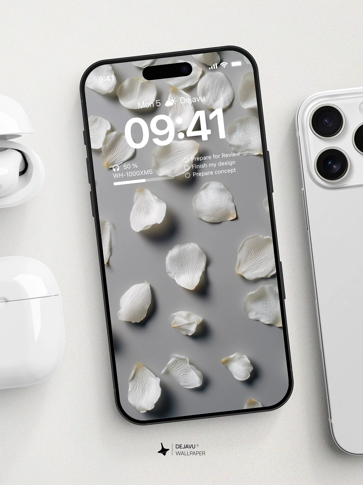White Petals Minimalist Wallpaper 8K for iPhone