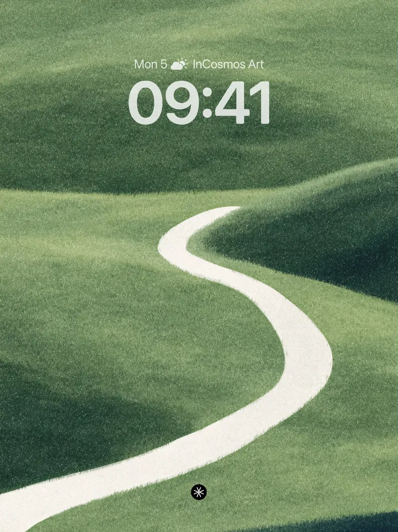 Verdant Serenity Wallpaper with Winding Path