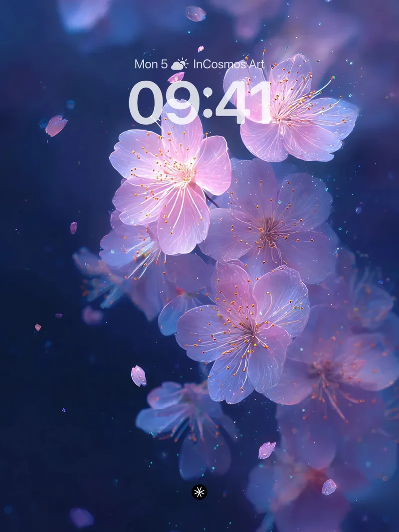 Ethereal Petal Drift Wallpaper in Deep Indigo