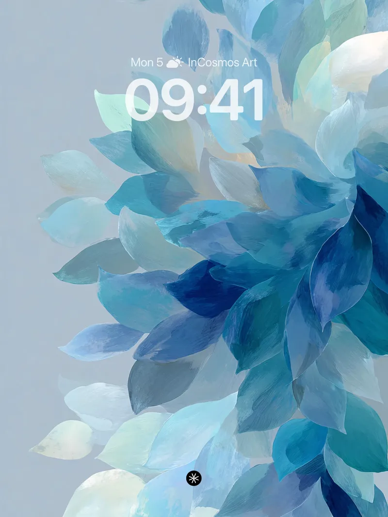 Soft Petal Cascade Wallpaper in Ocean Haze