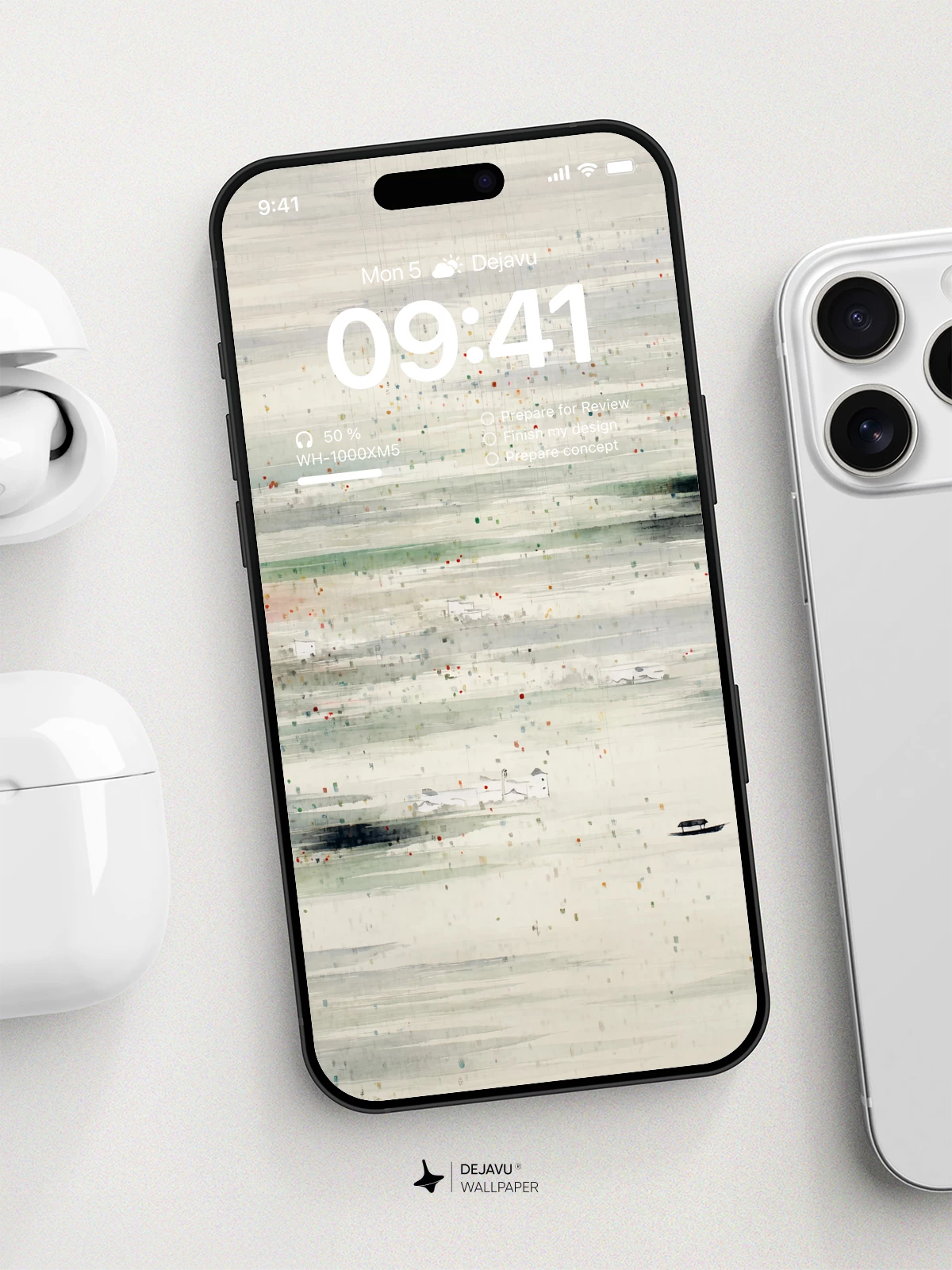 Wu Guanzhong Inspired Abstract Ink Wallpaper 8K