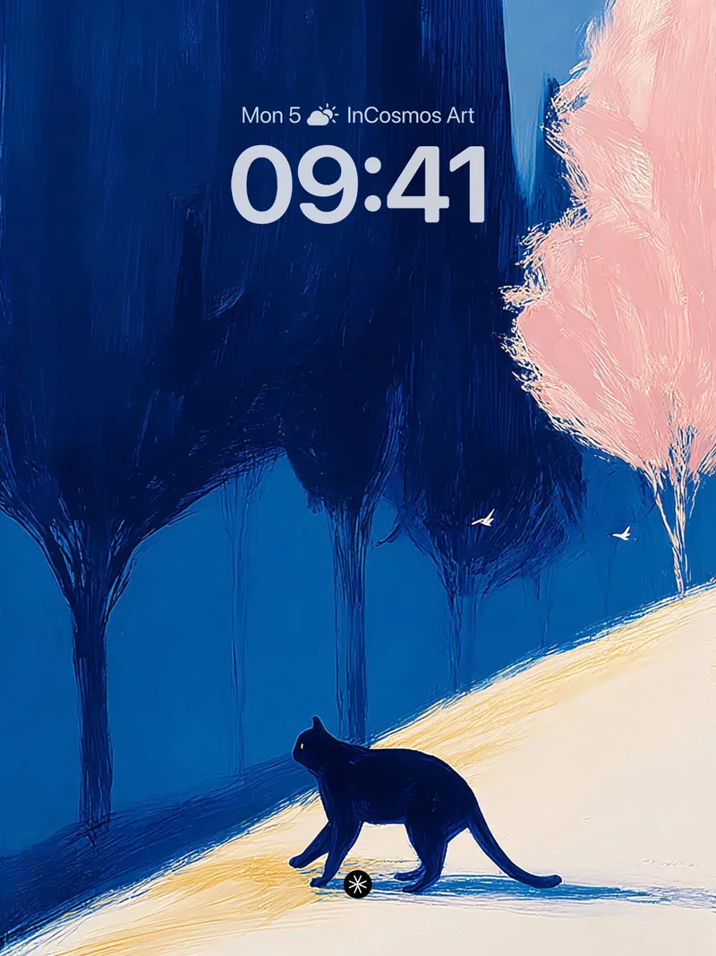Midnight Feline Journey Wallpaper