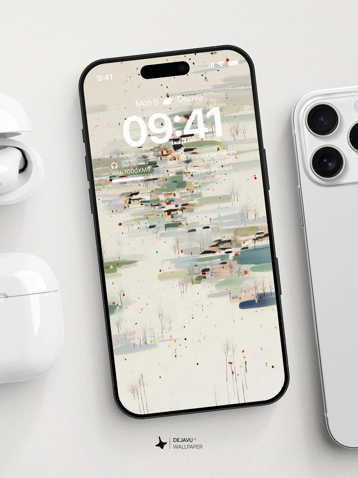 Wu Guanzhong Inspired Ink Wash Landscape 8K Wallpaper