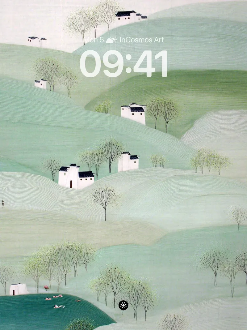 Serene Hillside Wallpaper with Whispering Greens