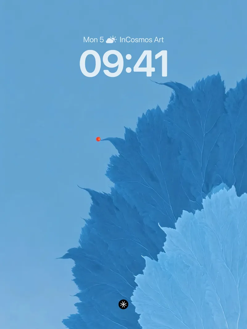 Serene Leaf Silhouette Wallpaper with Minimalist Blue Gradient