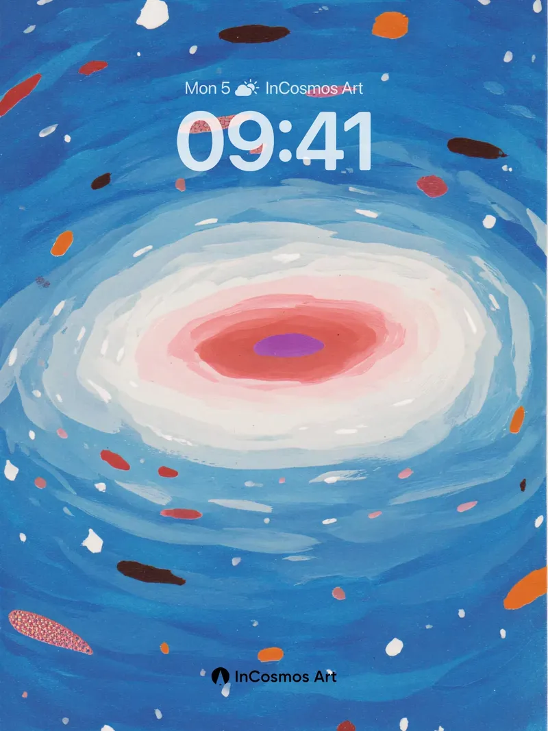 Deep Blue Vortex Wallpaper with Floating Debris
