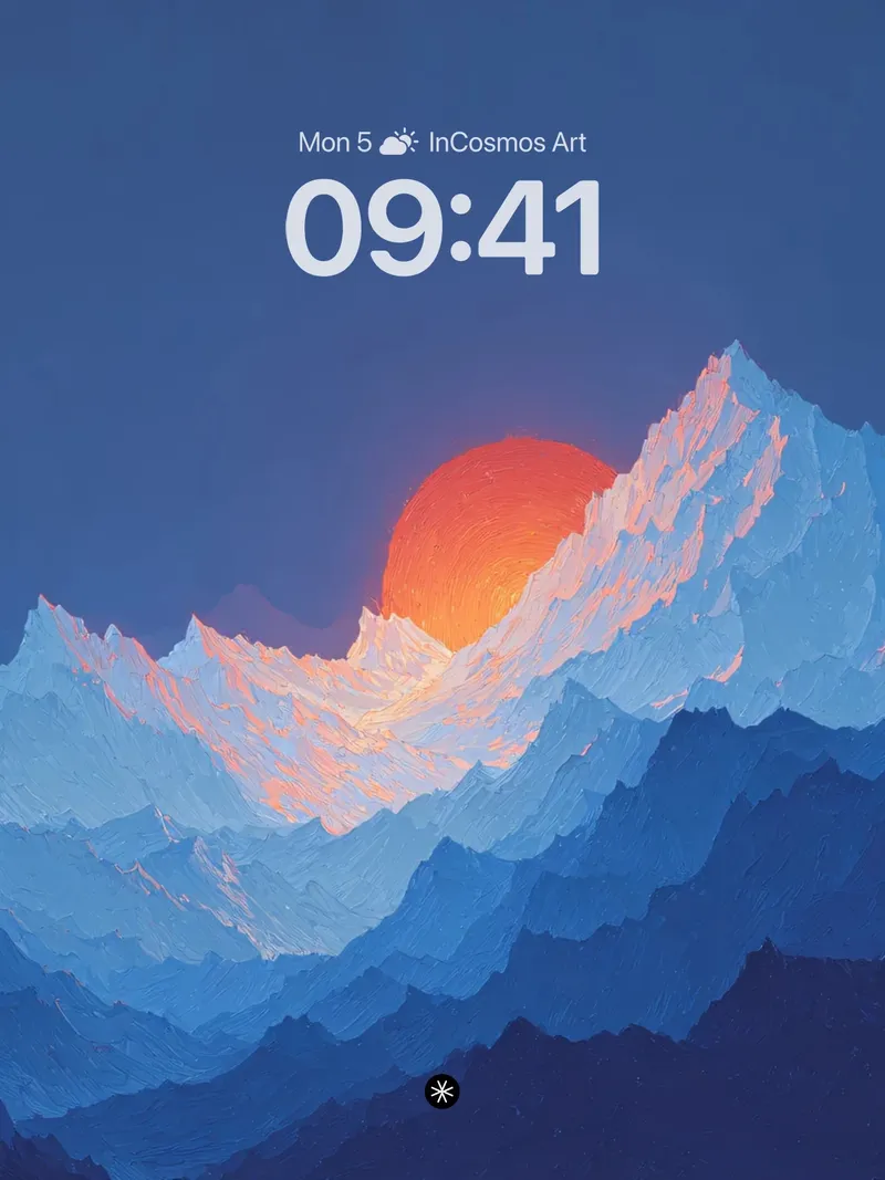 Crimson Horizon Wallpaper with Layered Peaks