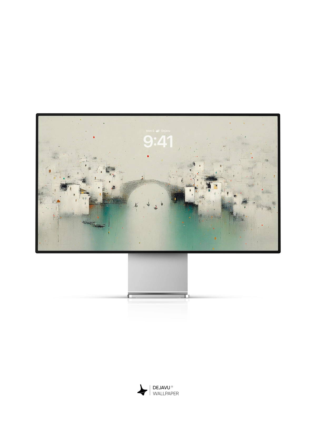 Wu Guanzhong Inspired Ink Water Town 8K Wallpaper