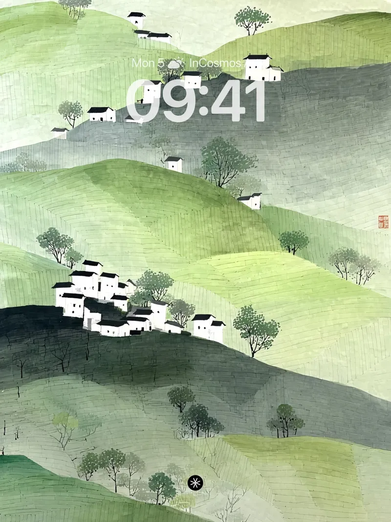 Serene Hillside Wallpaper with Whispering Greens