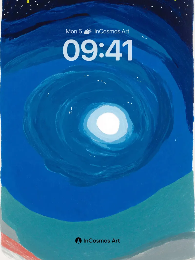 Midnight Blue Swirl Wallpaper with Star Dust