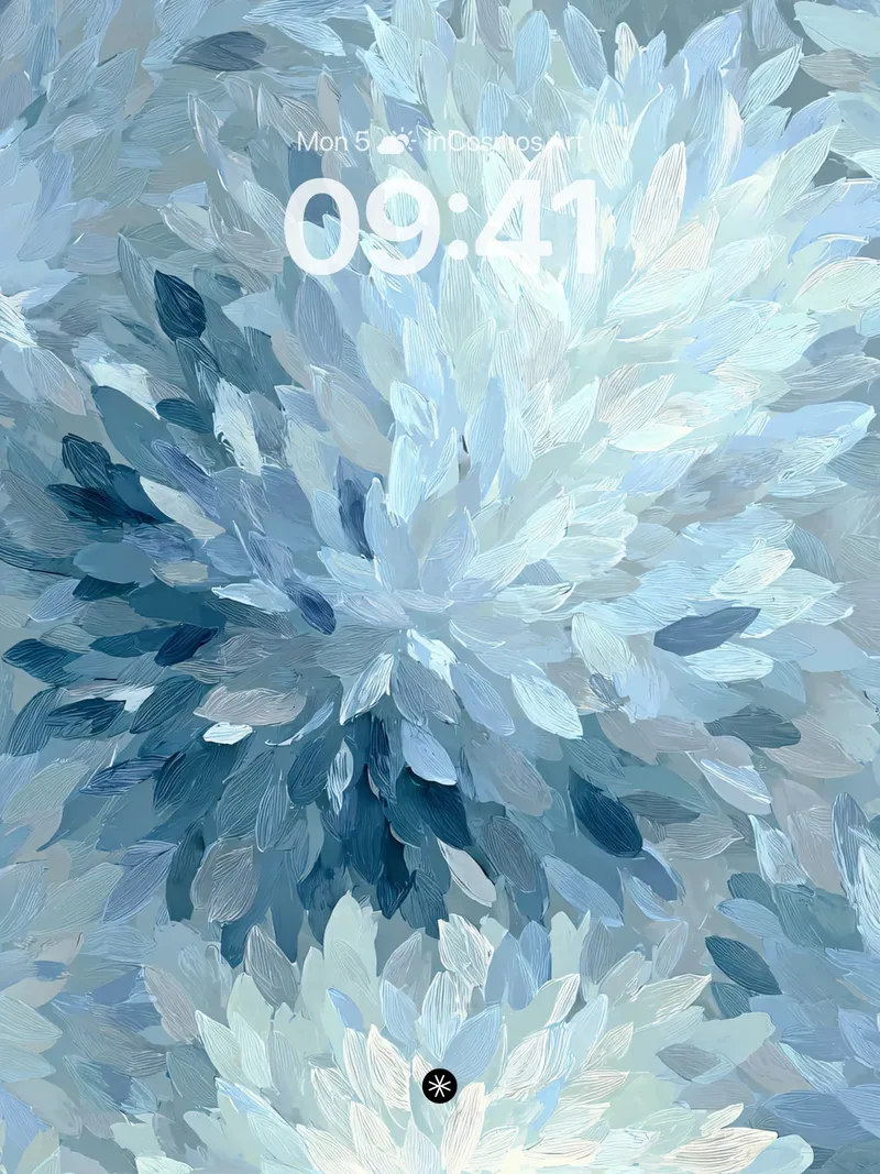 Soft Petal Bloom Wallpaper in Icy Blue