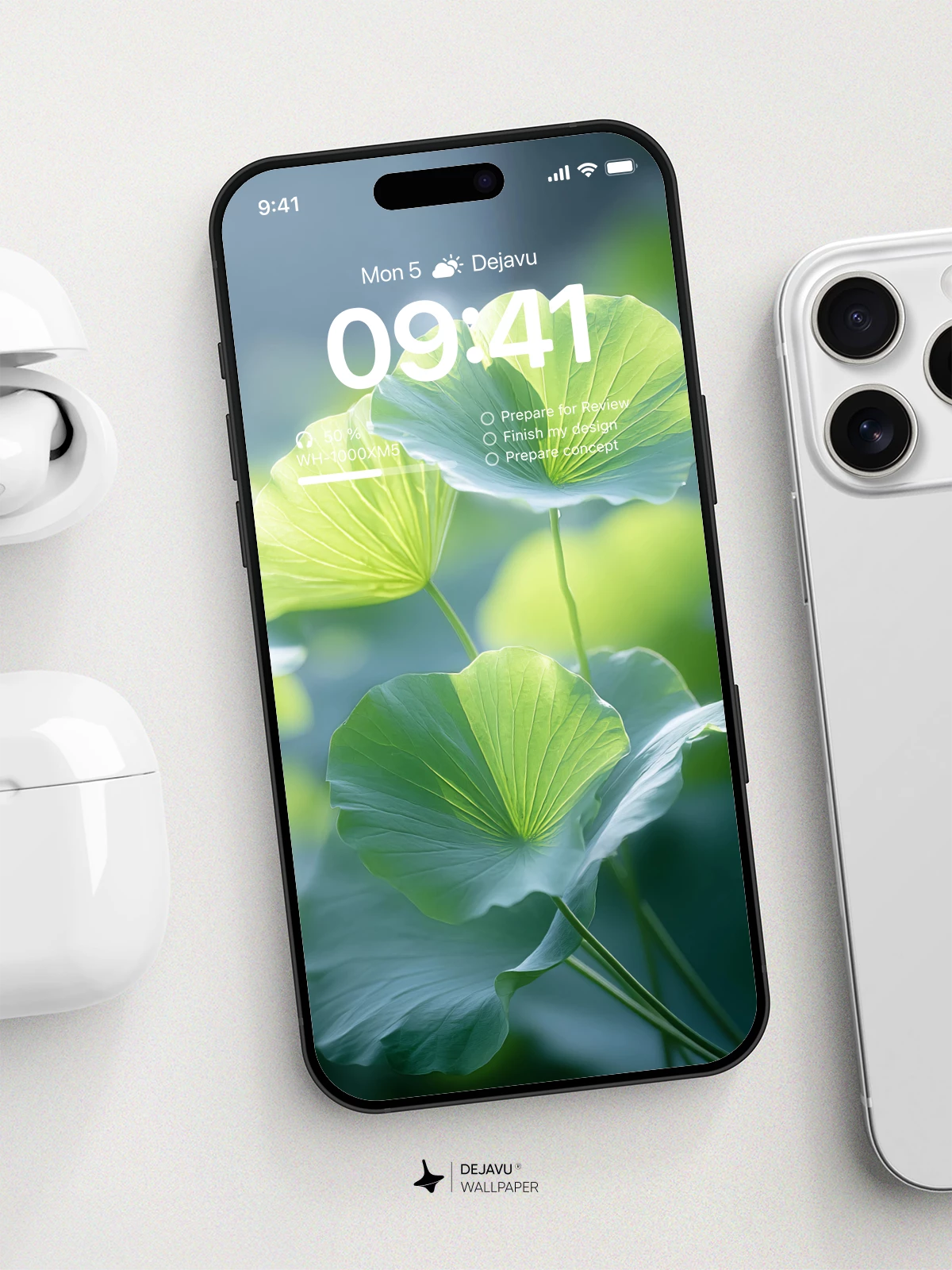Tranquil Lotus Leaves Wallpaper 8K for Mobile