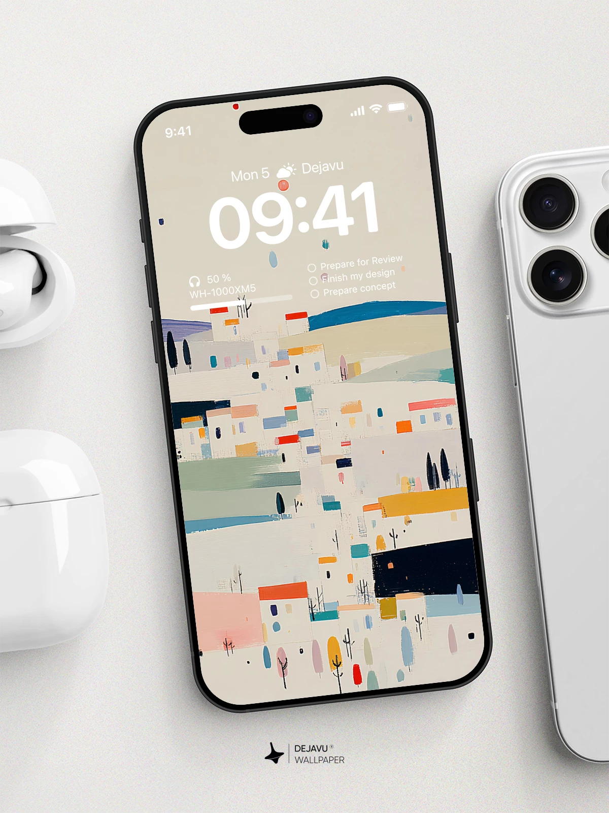 Abstract Minimalist Village Wallpaper 4K for iPhone Lock Screen