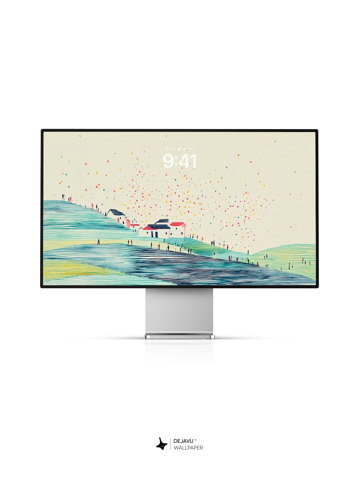 Whimsical Watercolor Village Wallpaper 8K