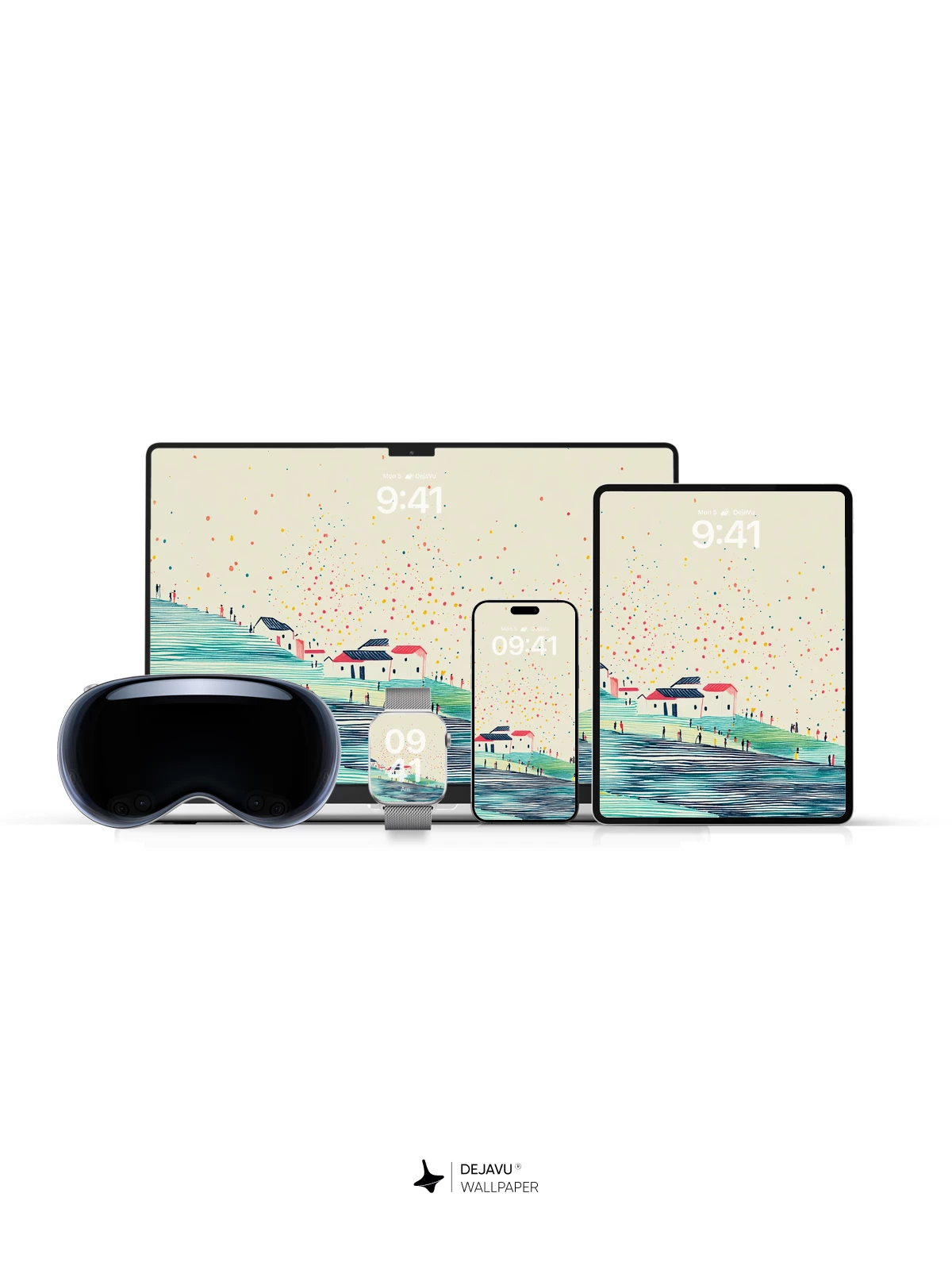 Whimsical Watercolor Village Wallpaper 8K