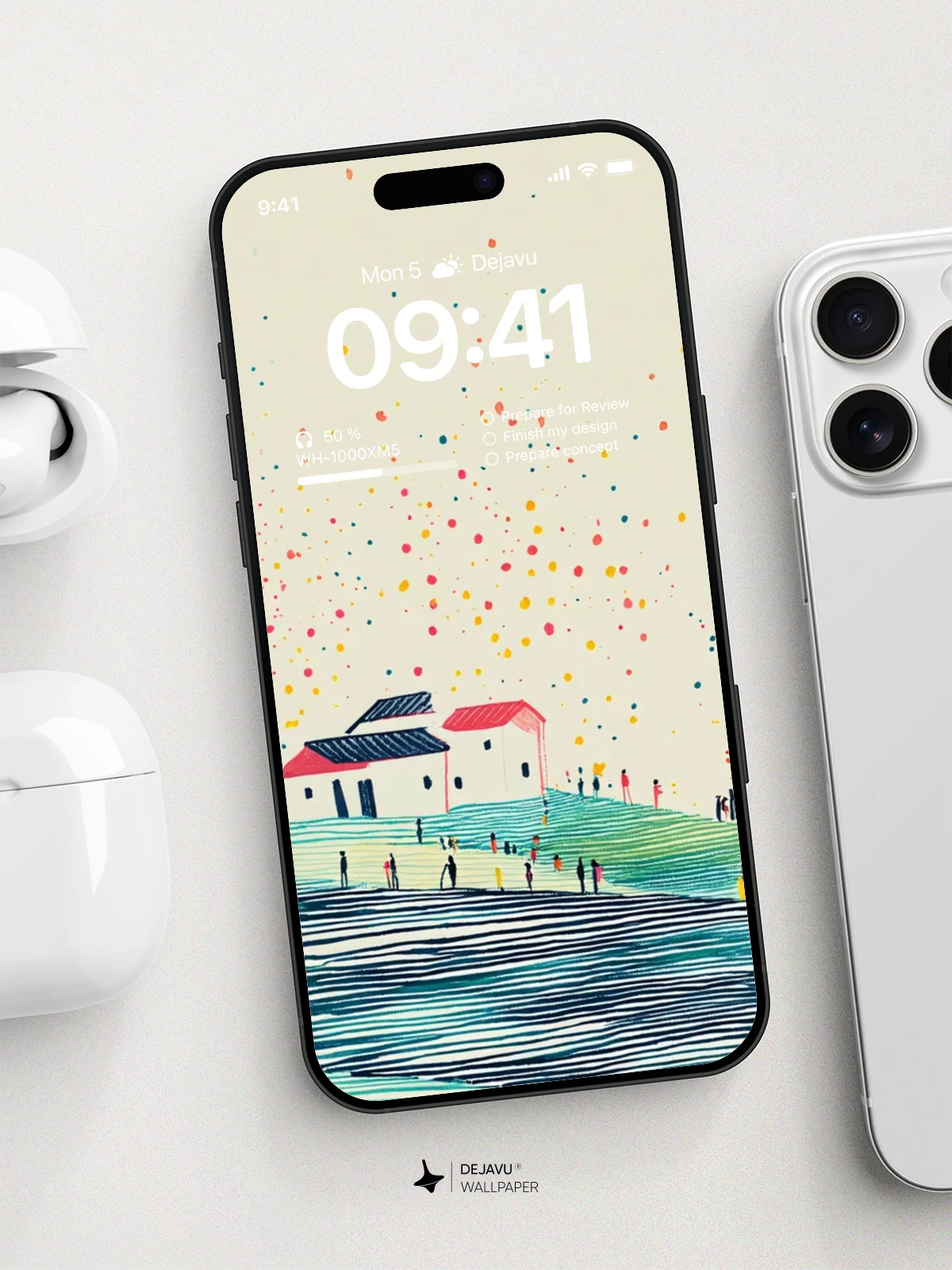 Whimsical Watercolor Village Wallpaper 8K