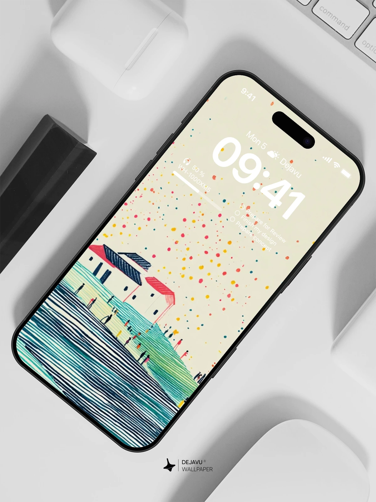 Whimsical Watercolor Village Wallpaper 8K