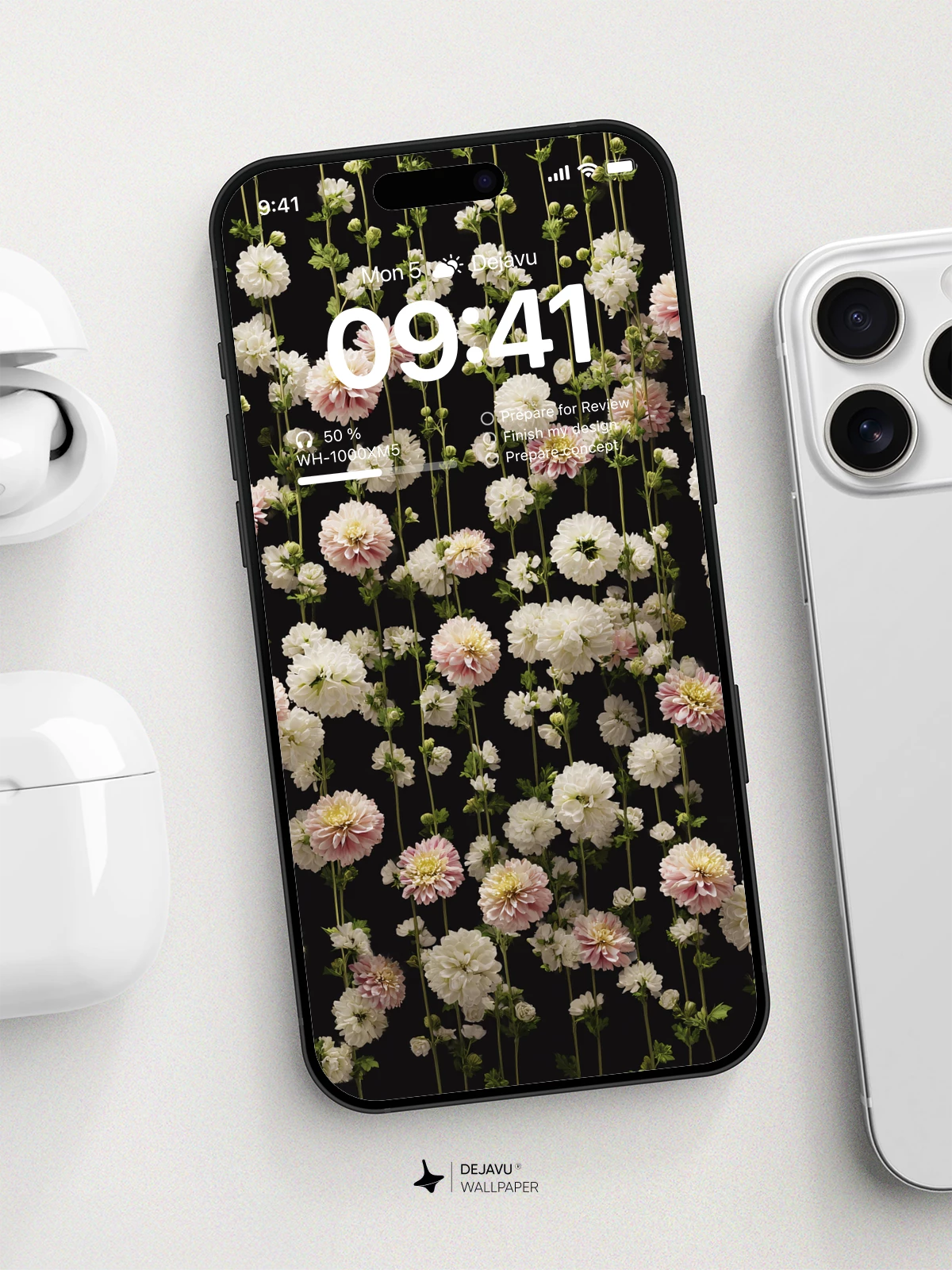 White and Pink Floral Wallpaper 4K AMOLED Display Wallpaper