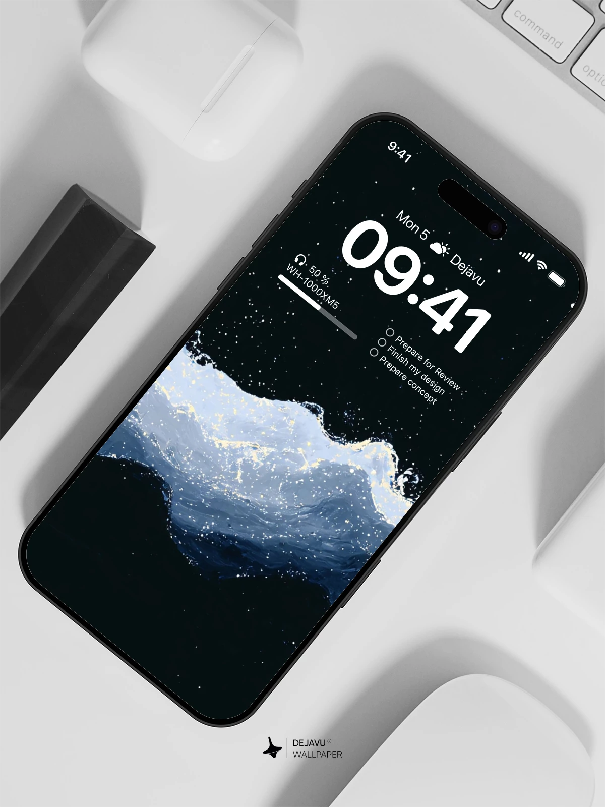 星空山脉波浪云壁纸4K for iPhone Lock Screen