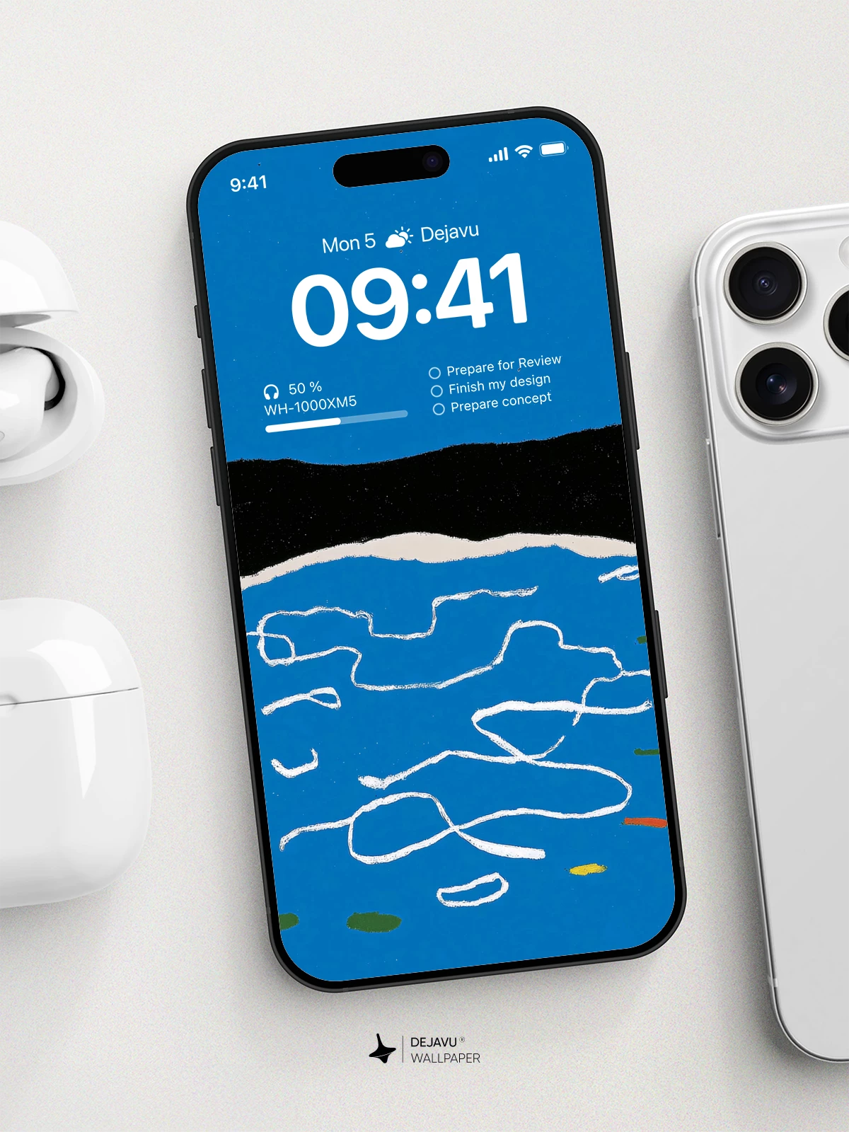 Minimalist Blue Ocean Waves Wallpaper 4K for iPhone Lock Screen