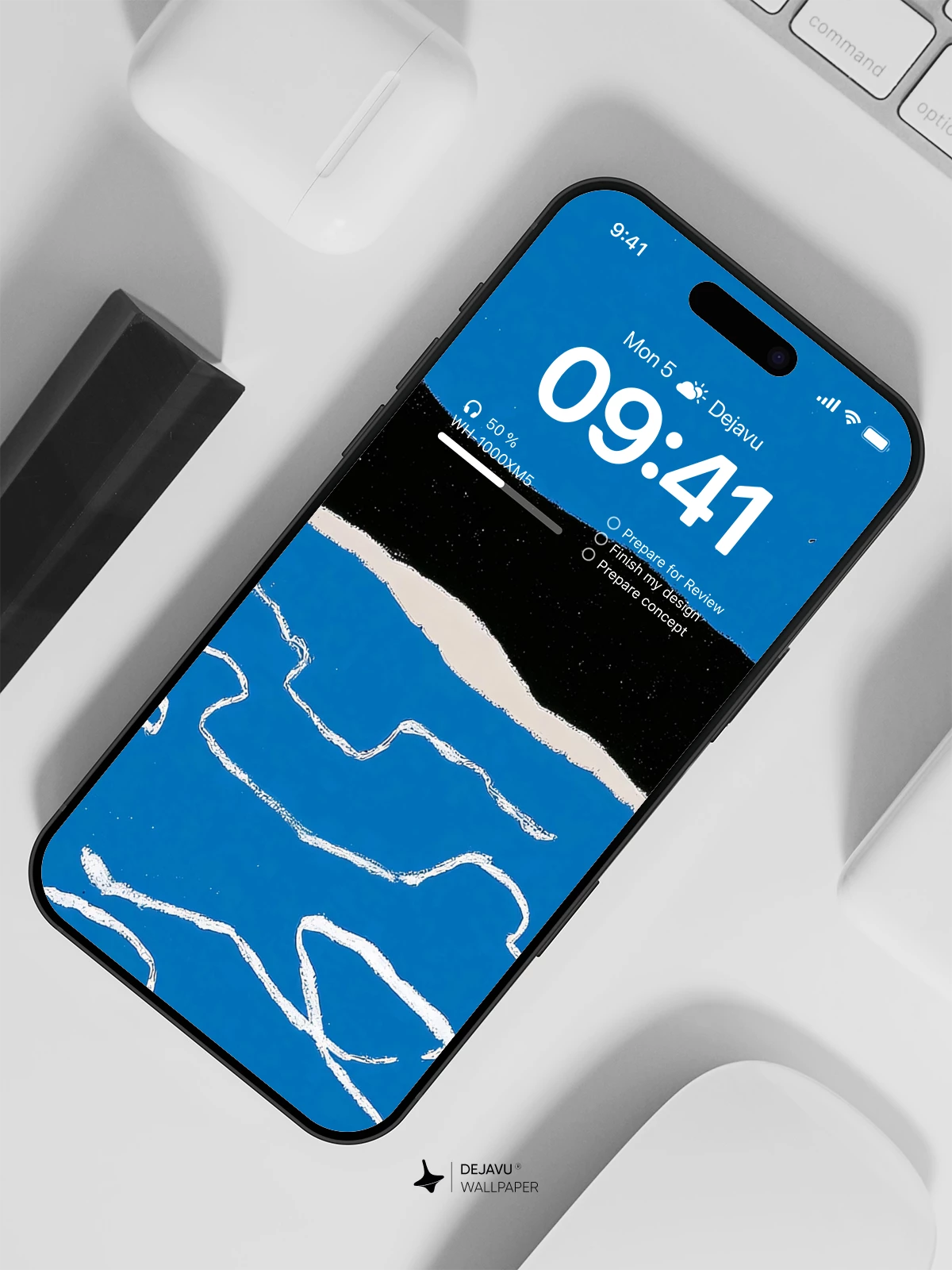 Minimalist Blue Ocean Waves Wallpaper 4K for iPhone Lock Screen