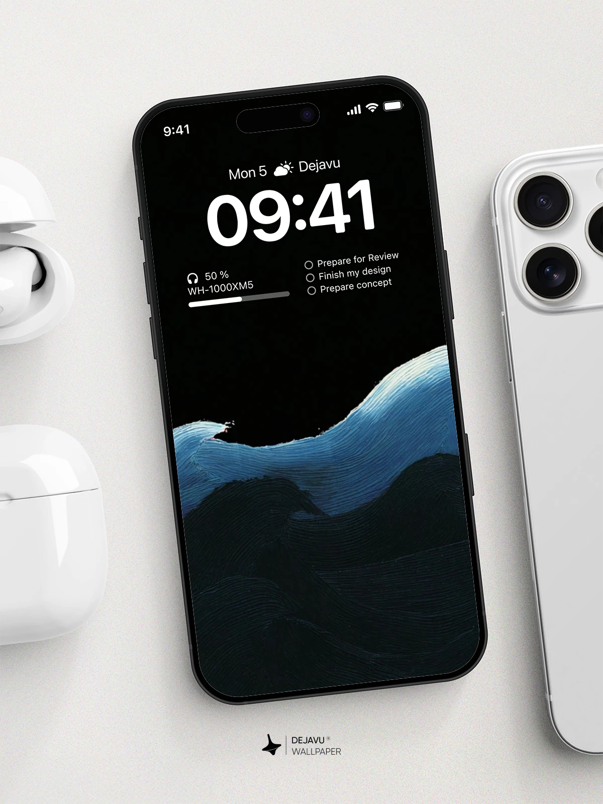 Dark Blue Waves Wallpaper 4K for iPhone Lock Screen