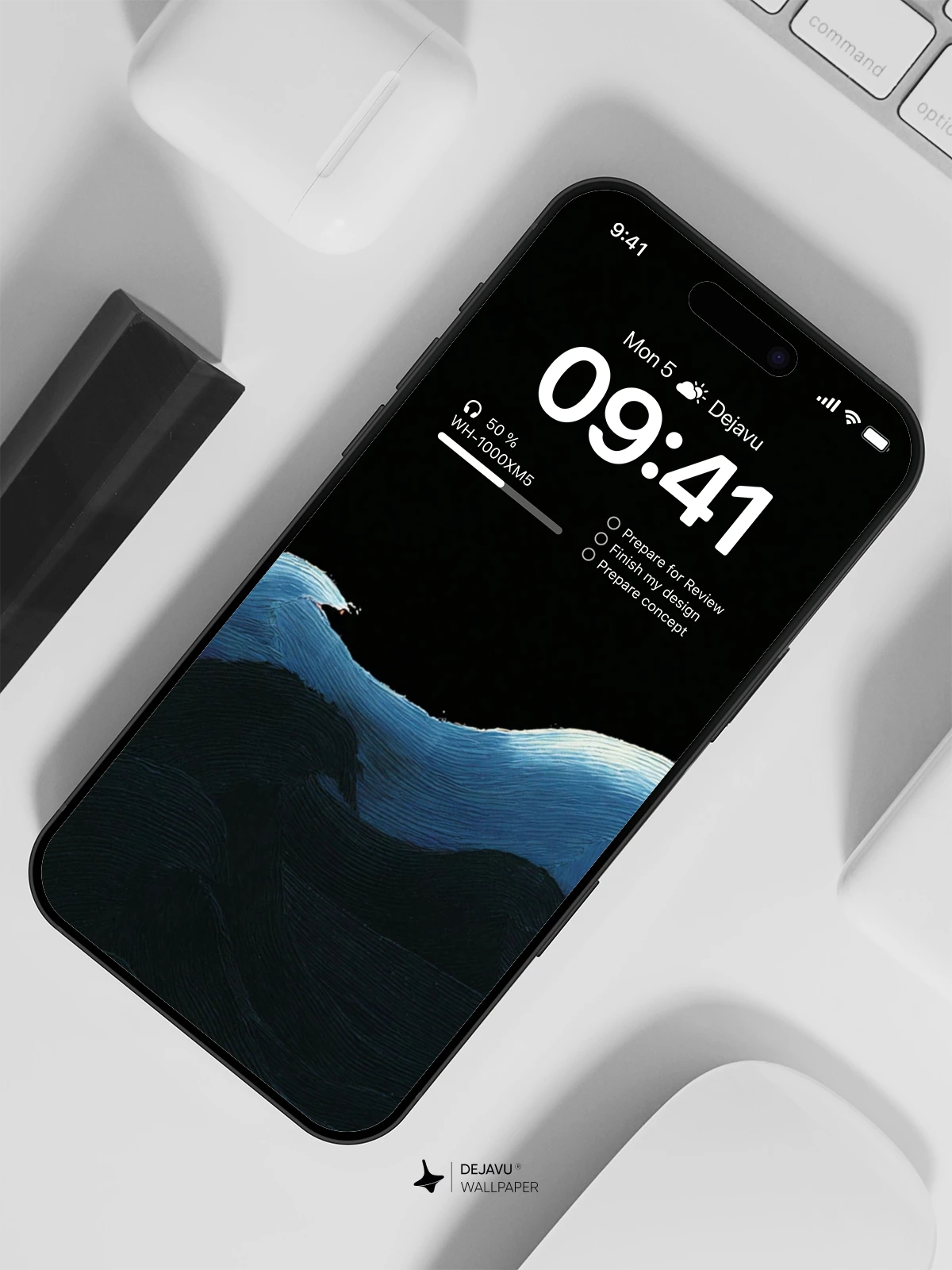 Dark Blue Waves Wallpaper 4K for iPhone Lock Screen