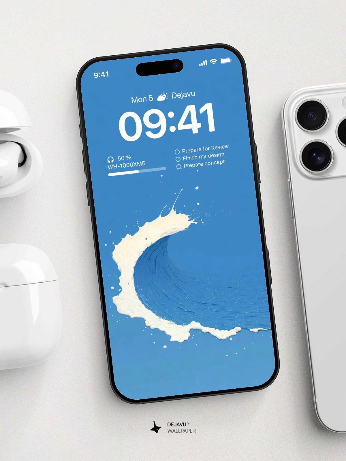 White Splash Minimal Lock Screen Wallpaper 4K for iPhone