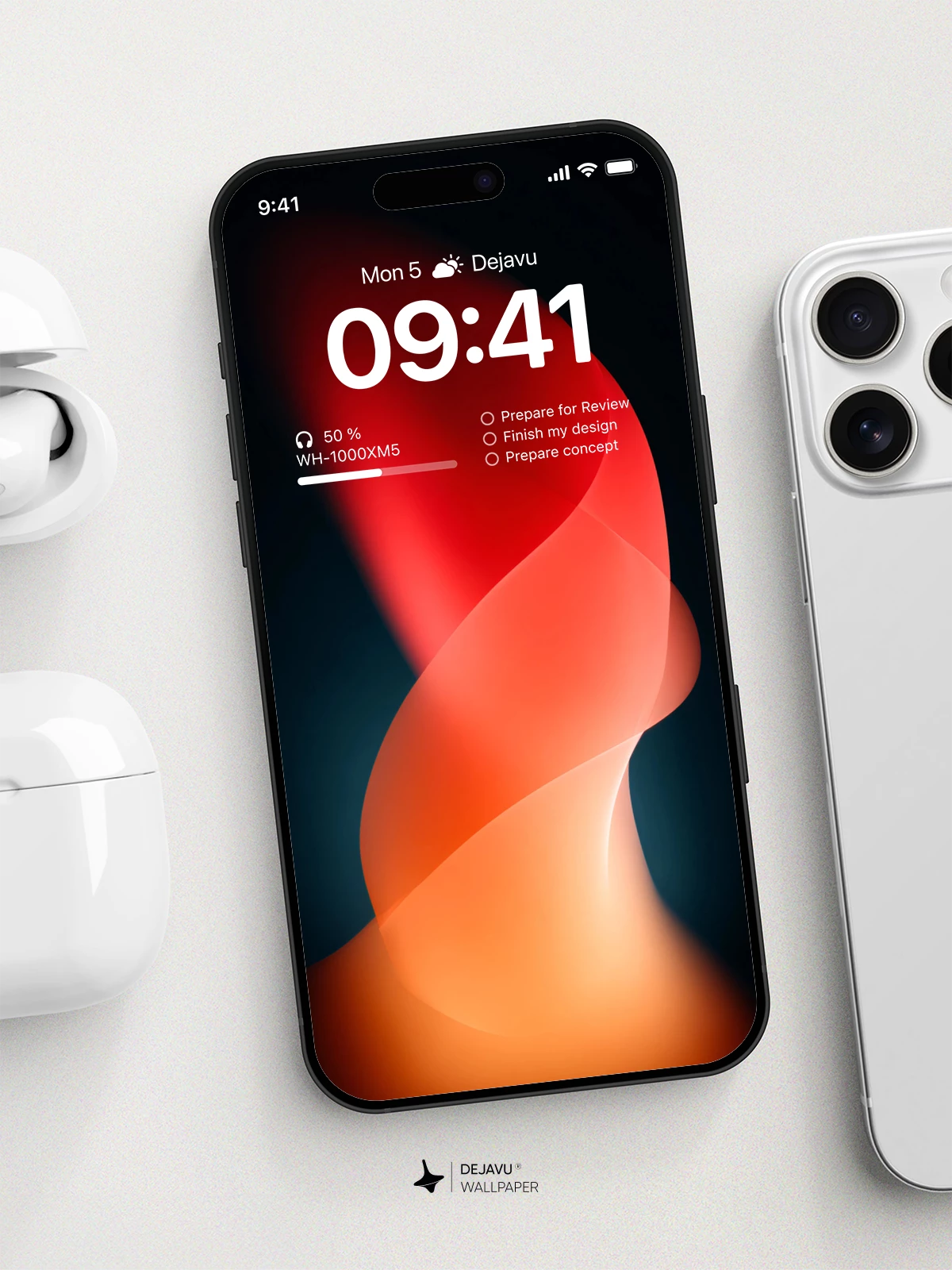抽象红色渐变流动形状壁纸4K for iPhone Lock Screen