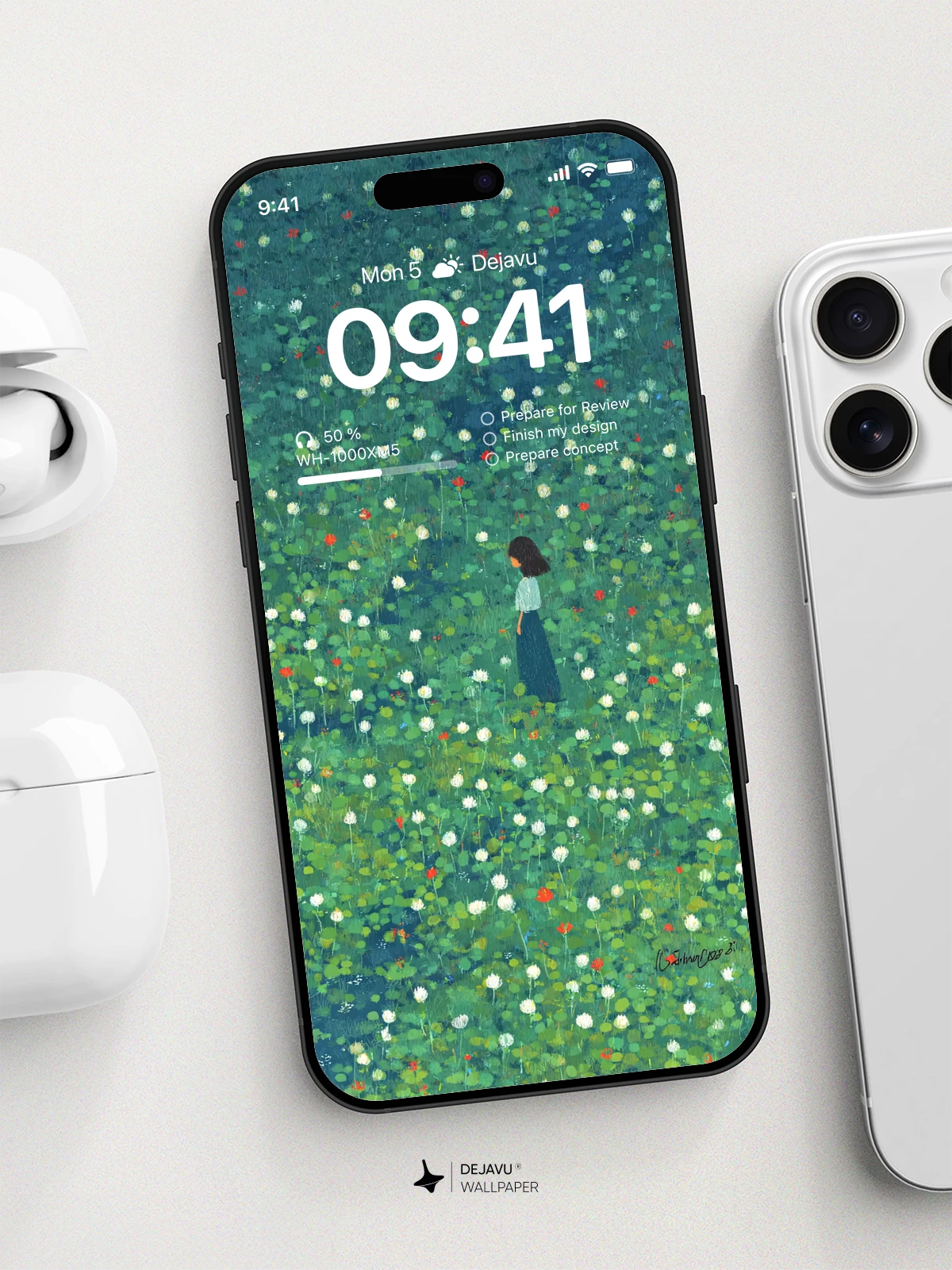 Girl in Flower Field Wallpaper 4K for iPhone Lock Screen